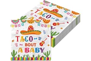 Taco Bout a Baby Gender Reveal Party Decorations - 40Pcs Napkins, Cactus Cowboy Hat Mexican Theme Disposable Tableware Suppli