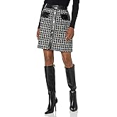 Karl Lagerfeld Womens Tweed with Faux Leather Skirt