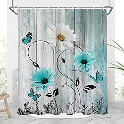AAtter Teal Aqua Turquoise Shower Curtain, Wood