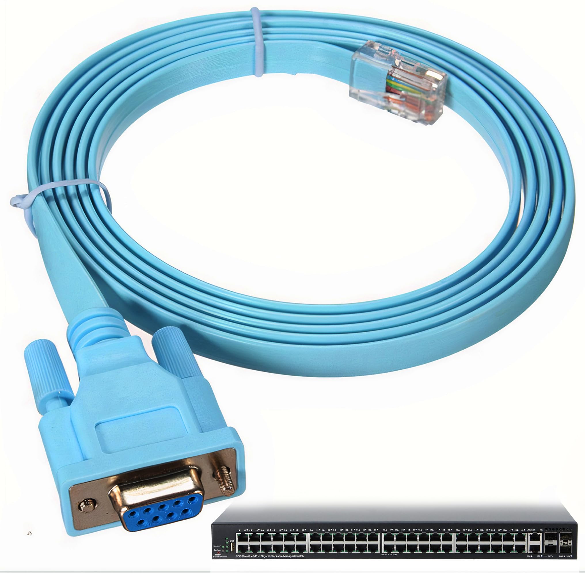 JSM FITNESS Cisco Compatible Console Cable DB9 to RJ45 – Professional RS232 Serial Adapter – 1.8m Console Cable for Router & Switch Configuration – Compatible with Windows, macOS & Linux