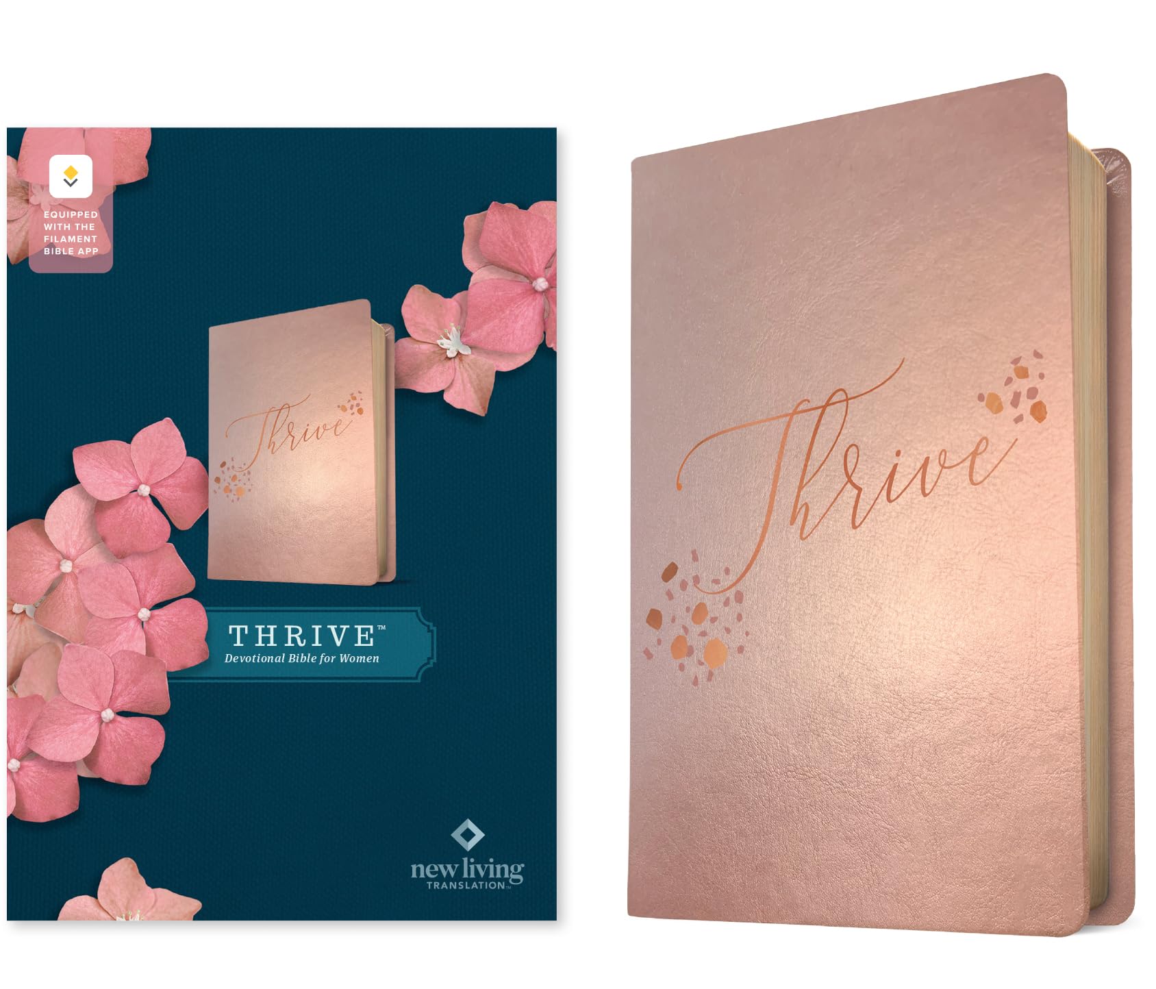 NLT THRIVE Devotional Bible for Women, Filament Enabled (LeatherLike, Rose Metallic) Image