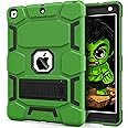 CCMAO iPad 9th Generation Case, iPad 8th/7th Generation Case, iPad 10.2 2021/2020/2019 Case with Kickstand, Heavy Duty Shockproof Hard Hybrid Three Layer Protective Cover, Green+Black
