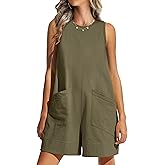 ANRABESS Womens Romper Casual Loose Sleeveless 2026 Summer One Piece Outfits Short Jumpsuit Overall Beach Vacation Clothes