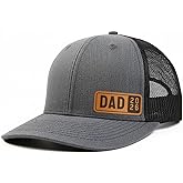 Lichfamy Dad Est 2025 2026 Hat for Men New Dad Gifts Customization Leather Patch Trucker Hat