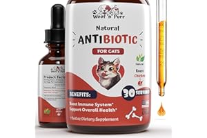 WOOF 'N' PURR Natural Cat Antibiotic - Antibiotics for Cats - Pet Antibiotics - Cat Antibiotics - Cat Allergy Relief for Cats - Antibiotic for Cats - Cat UTI Antibiotics - 1 fl oz: Roast Chicken Flavor