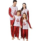 ANGELGGH Matching Family Christmas Pajamas Sets, Holiday PJs with Top and Pants, Cute 2 Piece Sleepwear for Couples/Women/Men (Youth, 2-3T, Plaid Wish)