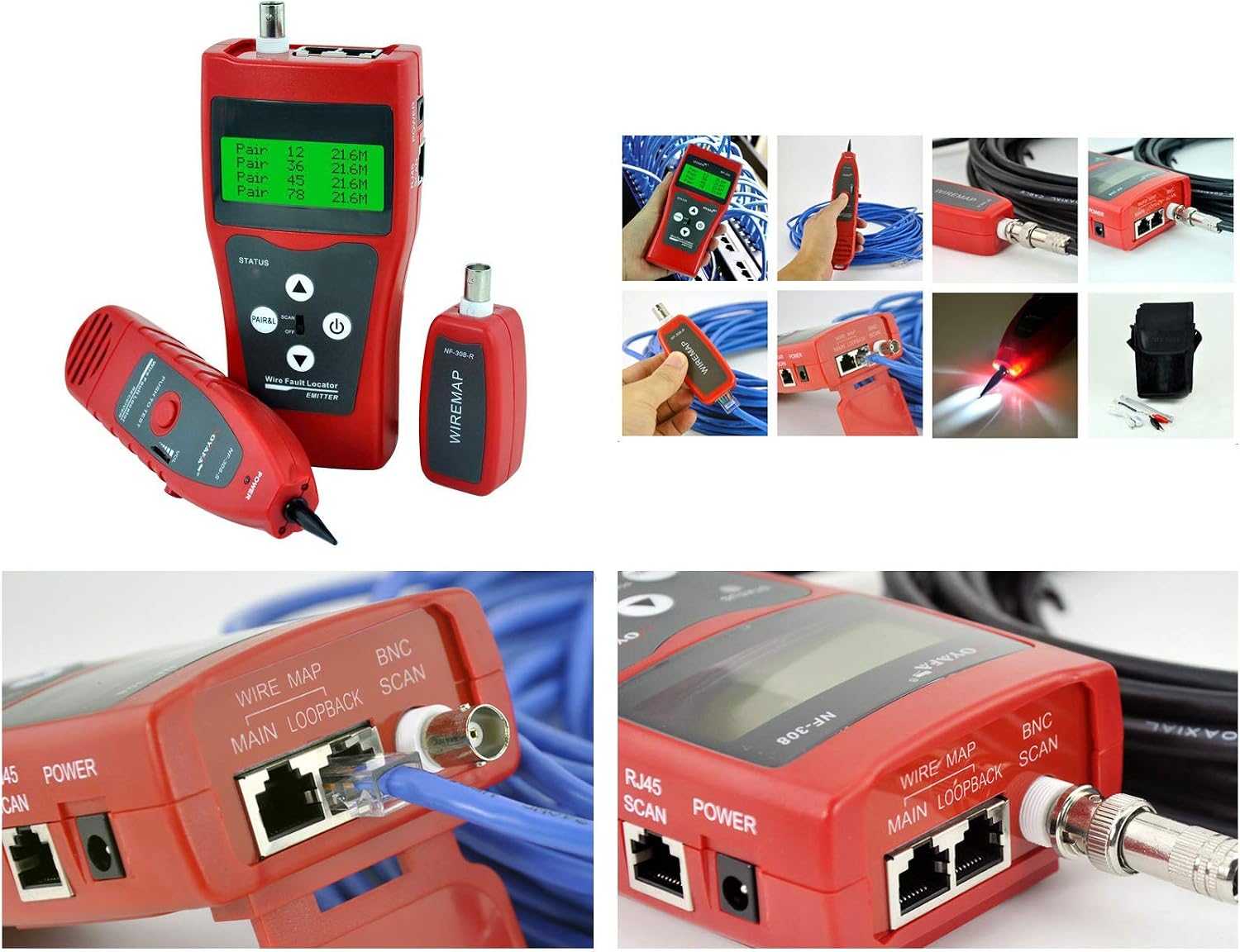 KALEA-INFORMATIQUE Professional multi-cable tester for RJ45 RJ11 USB BNC networks: Tests the length of cords - Image 3