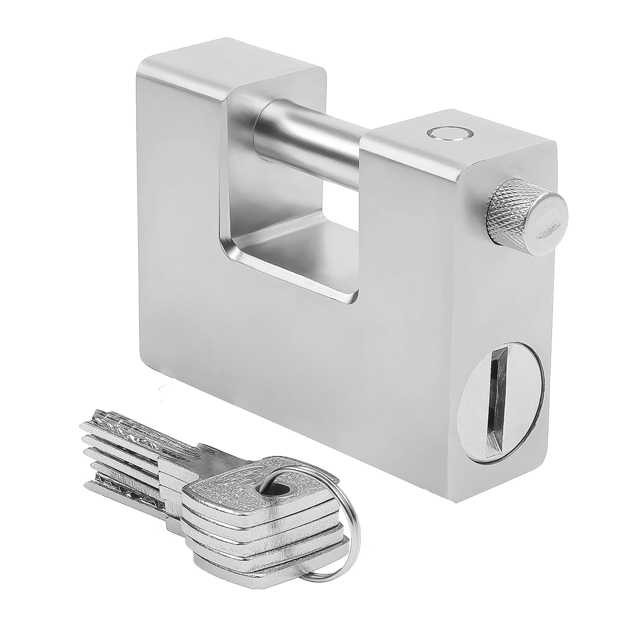 AntDau71 CW759 Padlock - 5 Keys Steel, White, 9,4 X 7 X 2,9 cm