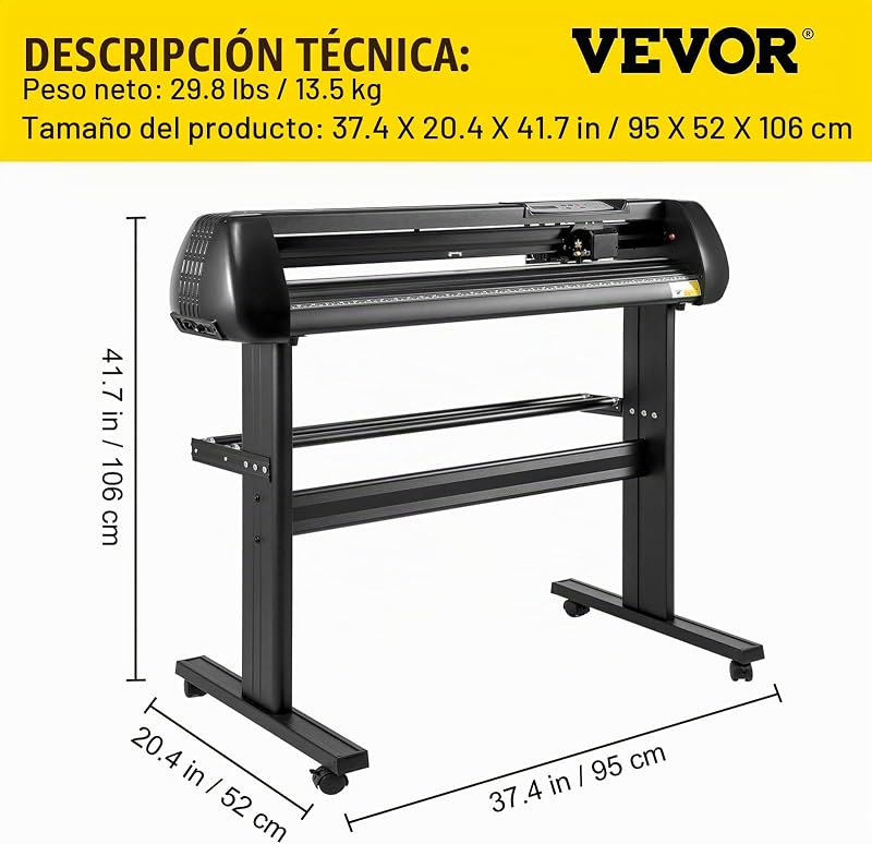 Máquina Cortadora de Vinilo con Soporte de Piso, Plóter de Vinilo Cutter Plotter, Memoria128K-2M, 28 Inch de Fuerza y Velocidad Ajustables para La Fabricación de Signos