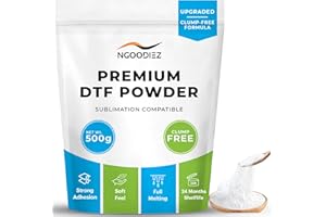 NGOODIEZ DTF Powder - Full Melting, Clump Free, DTF Transfer Powder - Soft Feel, DTF Powder and Transfer Film with Strong Ink Adhesion - White DTF Powder for Sublimation (500g / 17.6oz)
