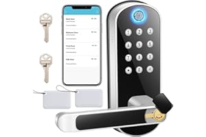 Masgety Keyless Entry Door Lock with Handle, Keypad Door Lock, Smart Locks for Front Doors, Fingerprint Biometric Lock, Keypa