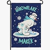Dacawin Winter Garden Flag Snowman Snowflake Maker Yard Flags Double Sided Christma Vertical Wall Banners Xmas Gift House Banner for Holiday Farmhouse Outdoor Decoration 12x18 Inch