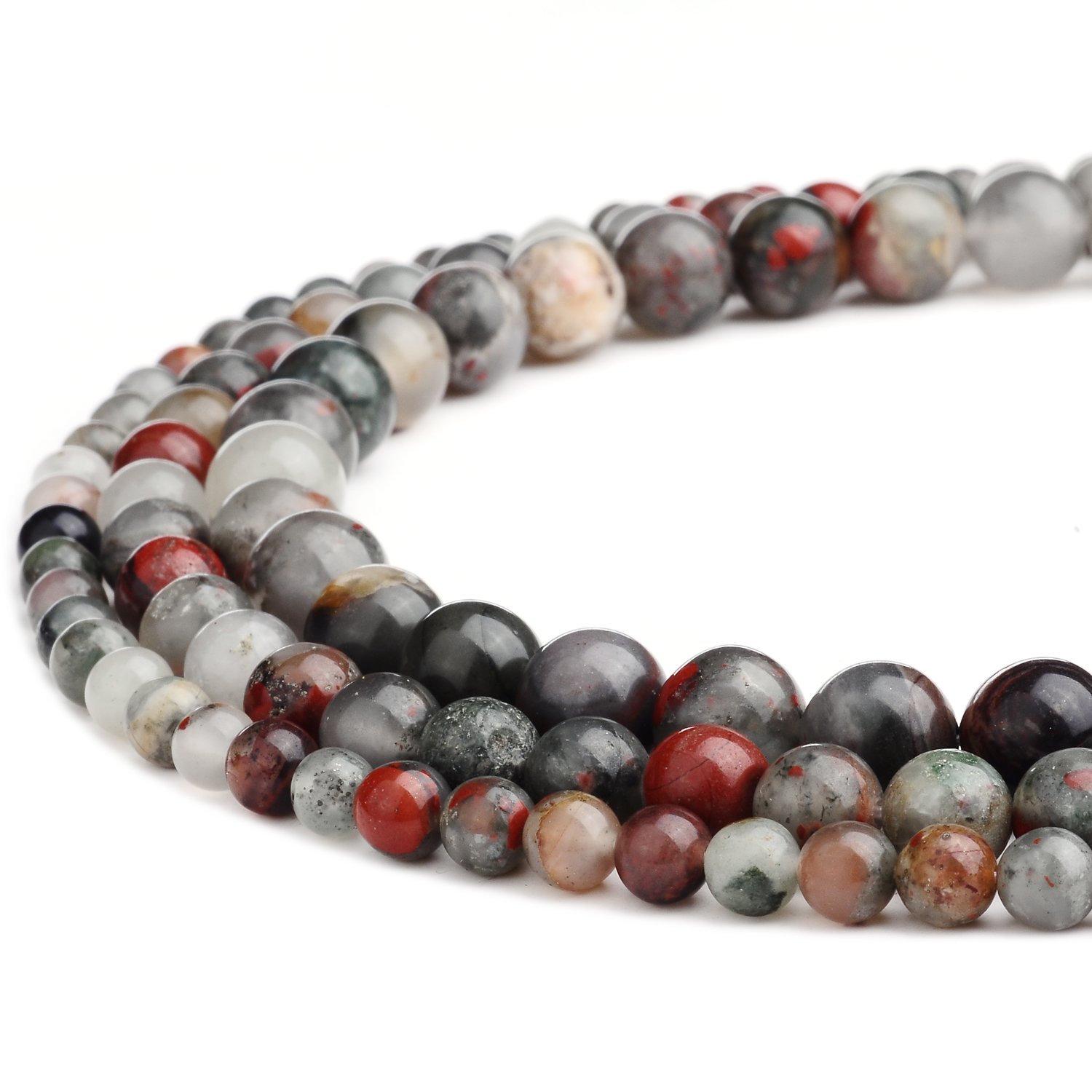 RUBYCA Wholesale Natural Fancy Jasper Gemstone Round Loose Beads for Jewelry Making 1 Strand - 4mm