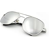 J+S Premium Military Style Classic Square Aviator Sunglasses, Polarized, 100% UV protection for Men Women