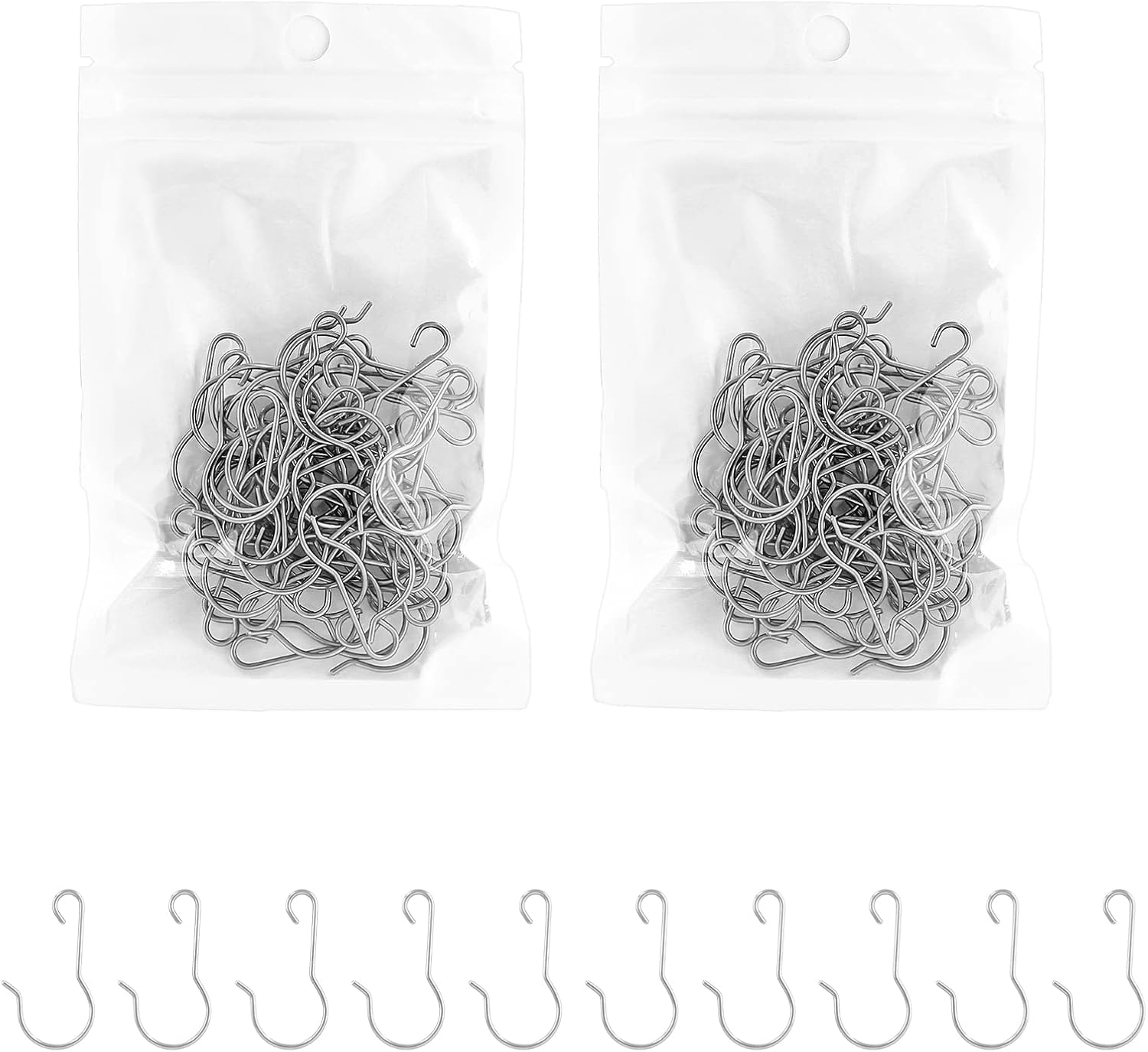 Ornament Hooks - BokWin 120 Pcs Wire Metal Ornament Hooks,1.18 Inch Mini Hanging Ornament Hooks for Christmas Tree Halloween Party Farmhouse Decoration(Silver)