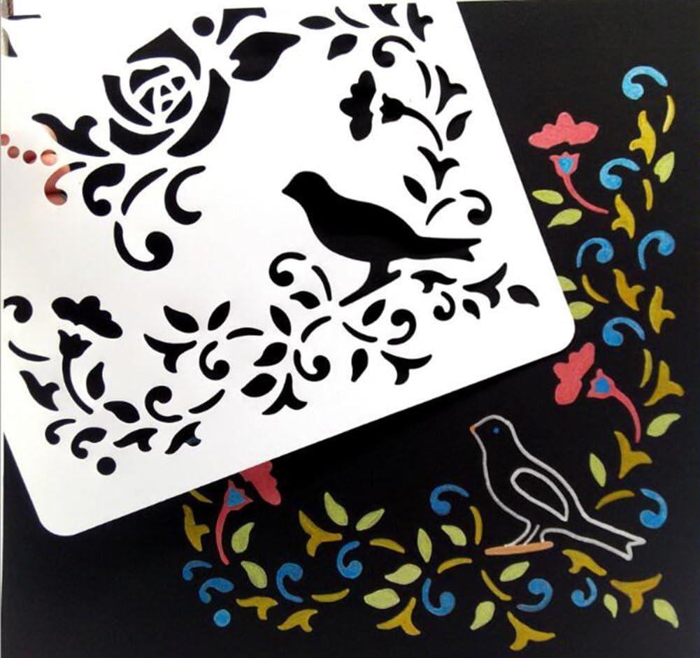 Stuffnew 21 Pcs Glass Etching Journal Painting Template Stencil 21 x 31 cm with Different Patterns Letters Stencil Scrapbooking Decompression DIY Craft Christmas Gift