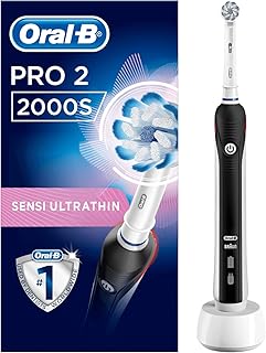 Oral-B PRO 2 2000S Elektrische Zahnbürste mit visueller Andruckkontrolle für extra Zahnfleischschutz, schwarz
