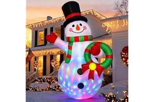 LOVTILAK 5 FT Christmas Inflatables Snowman Outdoor Decoration with LEDs Light, Holding Garland Blow Up Yard Holiday Inflatable for Outdoor Yard Garden Lawn Decor