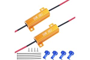 evntyps 50W 60hm Load Resistors for LED Turn Signal Bulb Anty Hyper Flash,LED Resistor for Fix LED Bulb Error Code,LED Turn Signa Resistor,Car Dashboard Error Code Warning Canceller(2pcs)