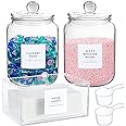 Glass Jars and Dryer Sheet Holder, Dispenser Set with Lids and Labels, Containers for Laundry Room Organization and Storage, 