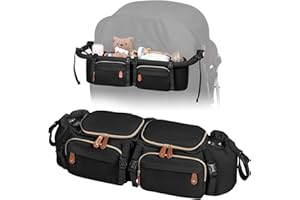 Boomistry Double Stroller Organizer for Bob Duallie and Baby Jogger City Mini GT2, Double Stroller Caddy Organizers with Cup Holder and 2 Cooler Pockets Parent Console Double Stroller Accessories