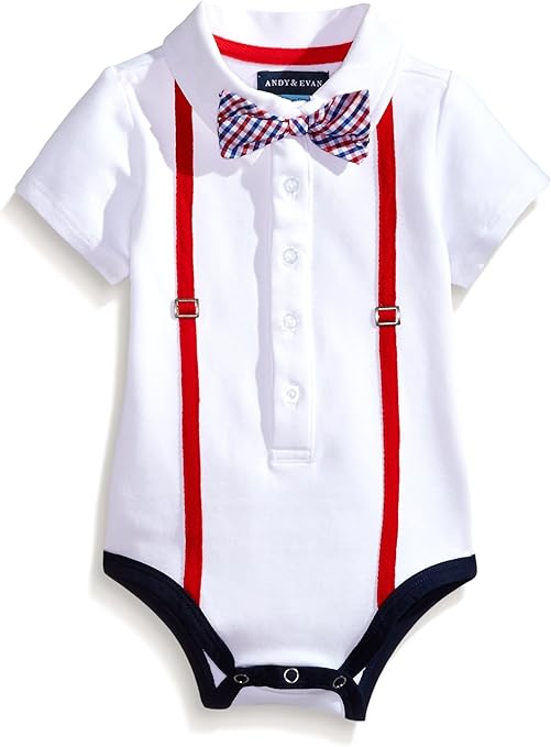 Andy & Evan Baby Boys' White Polo Shirtzie with Bowtie and