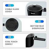 Topwit Hot Pot Electric 1.5L Ramen Cooker Dual Power 250W 600W Nonstick Black view 8
