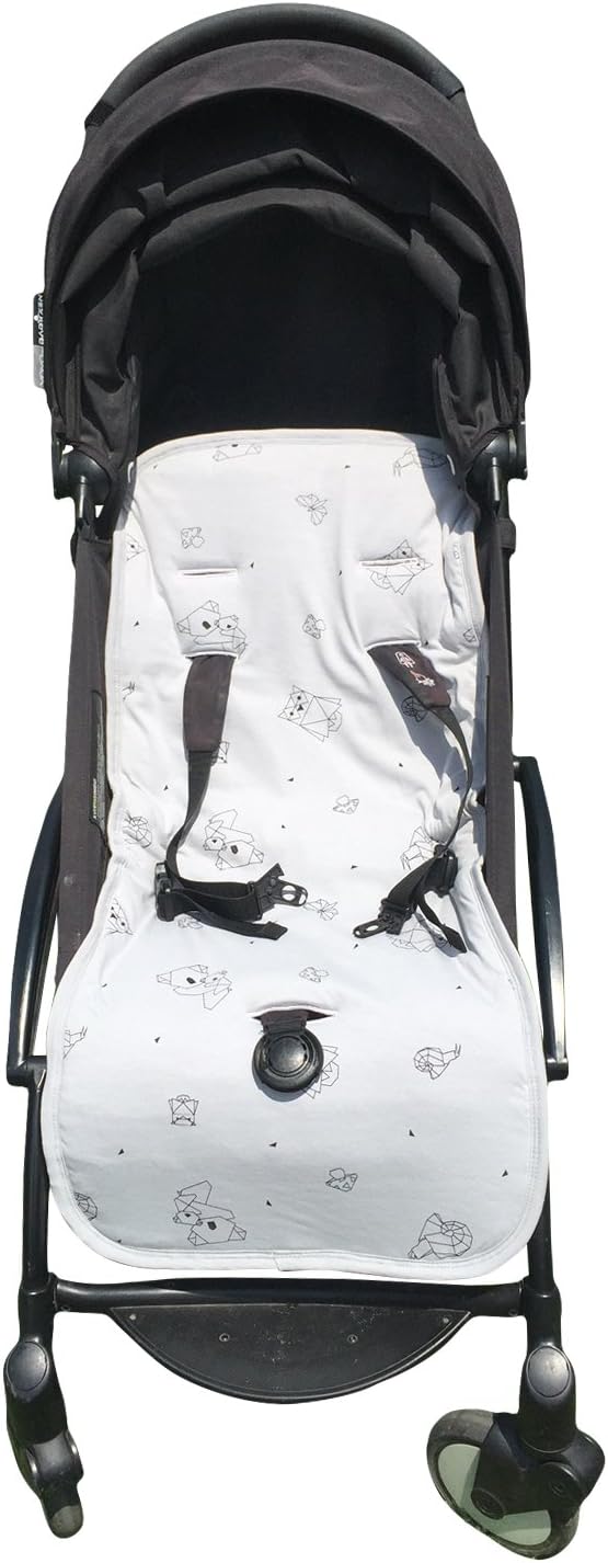 Organic Cotton Universal Stroller Padded Pillow Cushion Liner - Extra-Soft, Breathable Support with Synthetic Fiber Filling, Total Comfort for Infant. Machine Washable, 31"x15", Grey