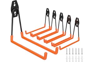 ENUODA Garage Hooks Heavy Duty 6 Pack Ladder Hooks Garage Storage Wall Mount Hooks for Hanging Garden Tools, Power Tools, Bike, Extension Cord, Hose, Chair, Bulk Items, XL, 7.5 inch
