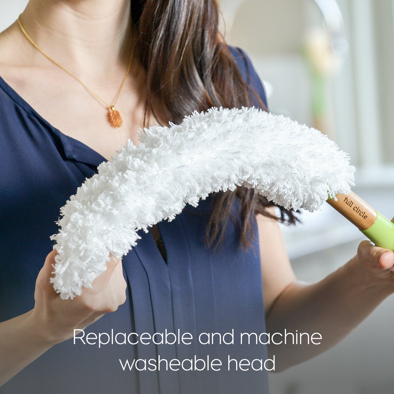 Full Circle Dust Whisperer Washable Microfiber Duster, Green