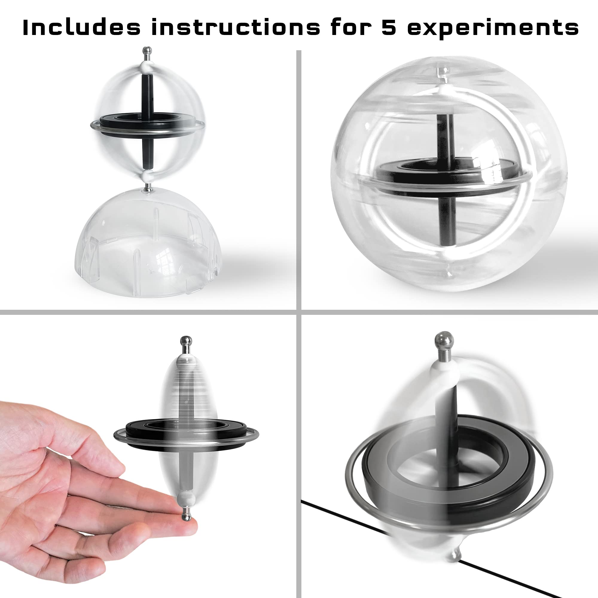 Thames & Kosmos Gyroscope | Perfectly Balanced & Precision Tested | Essential STEM Tool | Classic Scientific Device | Experiments in Physics, Forces & Gravity | Nostalgic Spinning Science Toy