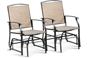 Giantex Outdoor Glider Chair W/Sturdy Metal Frame & Breathable Mesh Fabric, Porch Lounge Swing Rocking Chairs Set of 2 for Lawn, Garden, Porch, Backyard, Poolside, Patio Gliders for Outside