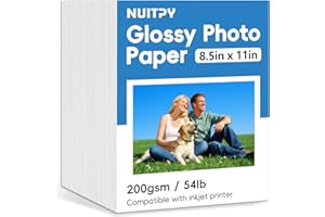 NUITPY 300 Sheets Glossy Photo Paper, 8.5in x 11in Inkjet Photo Printer Paper, Picture Paper for Photos, Calendars, Brochures, Cards, Menus(200gsm / 54lb)