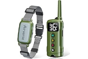 Airverse Dog Shock Collar - 3300 ft Waterproof Dog Training Collar with Remote, 3 Modes Electric Dog Training Collar,Beep/Vibration/Humane Shock 1-16 Levels (Green, 1-Pack)