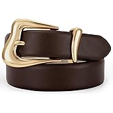 TRIWORKS Women Leather Belt with Gold Buckle Fashion Ladies Leather Waist Belt for Jeans Pants
