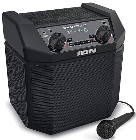 ION Audio Tailgater Plus 50W tragbares Bluetooth Lautsprecher system mit Easy-Pair, integriertem wiederaufladbarem Akku, Radi
