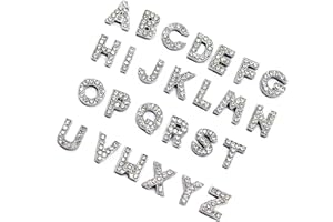 ZHU YU CHUN 130pcs A-Z Full Rhinestones Charms 8mm Slide Alphabet Crystal Letters for DIY Slide Wristbands Bracelets,Hair Clips,Jewelry Making Charms,Silver 130PCS