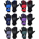 Bencailor 6 Pairs Kids Winter Gloves Waterproof Ski Glove Boy Girl Warm Snow Snowboard Mittens for Cold Unisex