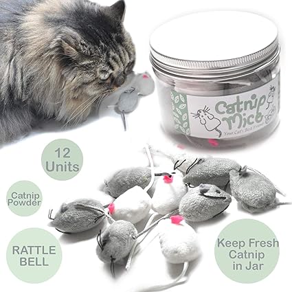 Amazon Com Ballmie Catnip Mice For Cat Toys With Rattle Bell