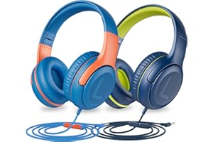 awatrue 2 Pack Kids Headphones with Mic and Sharing Function, Wired Headphones for Kids 85/94dB Safe Volume Limited, 3.5mm Ja