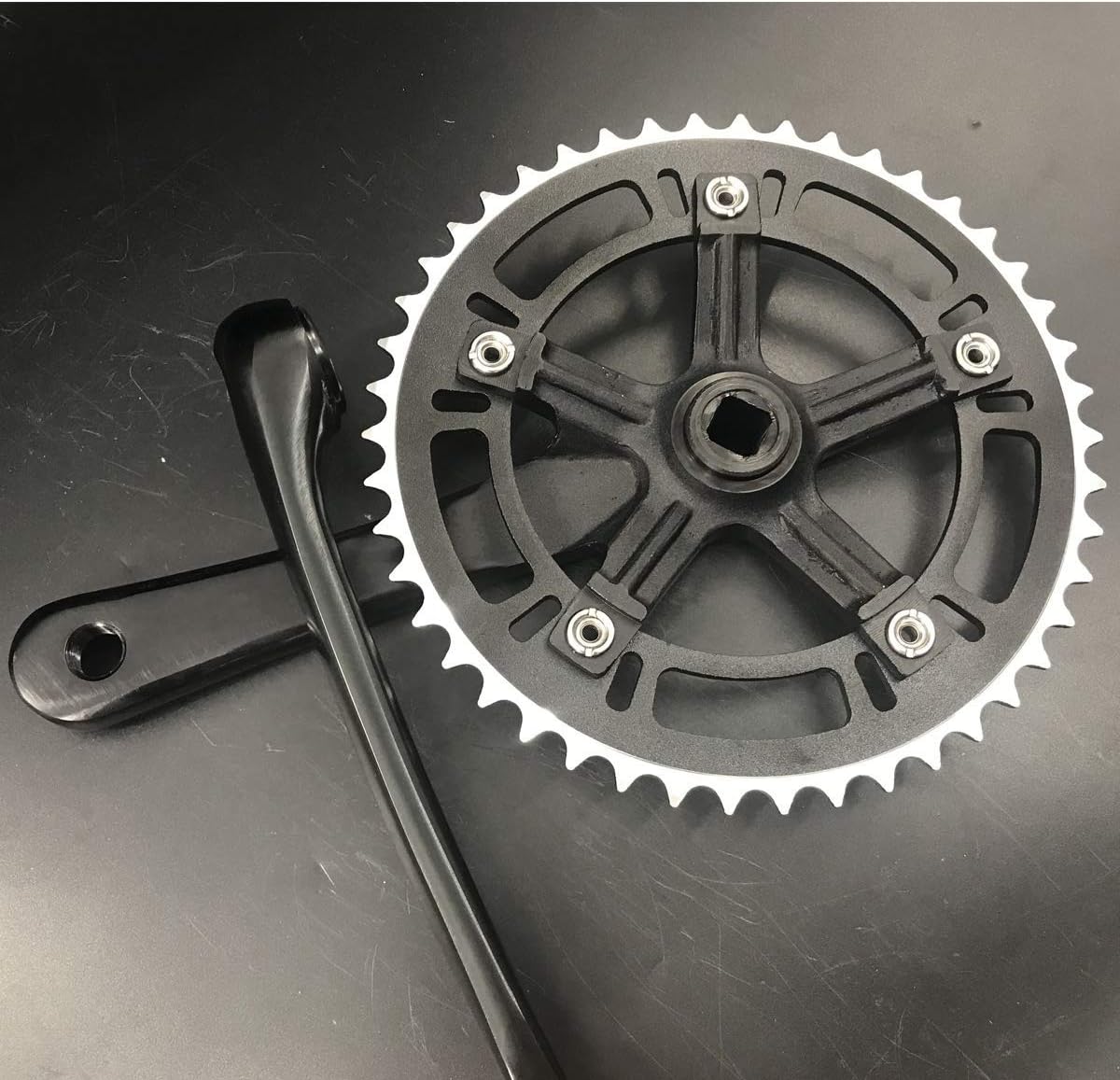 46T, Sprocket Square Taper, Black DONSP1986 Single Speed Crankset Set