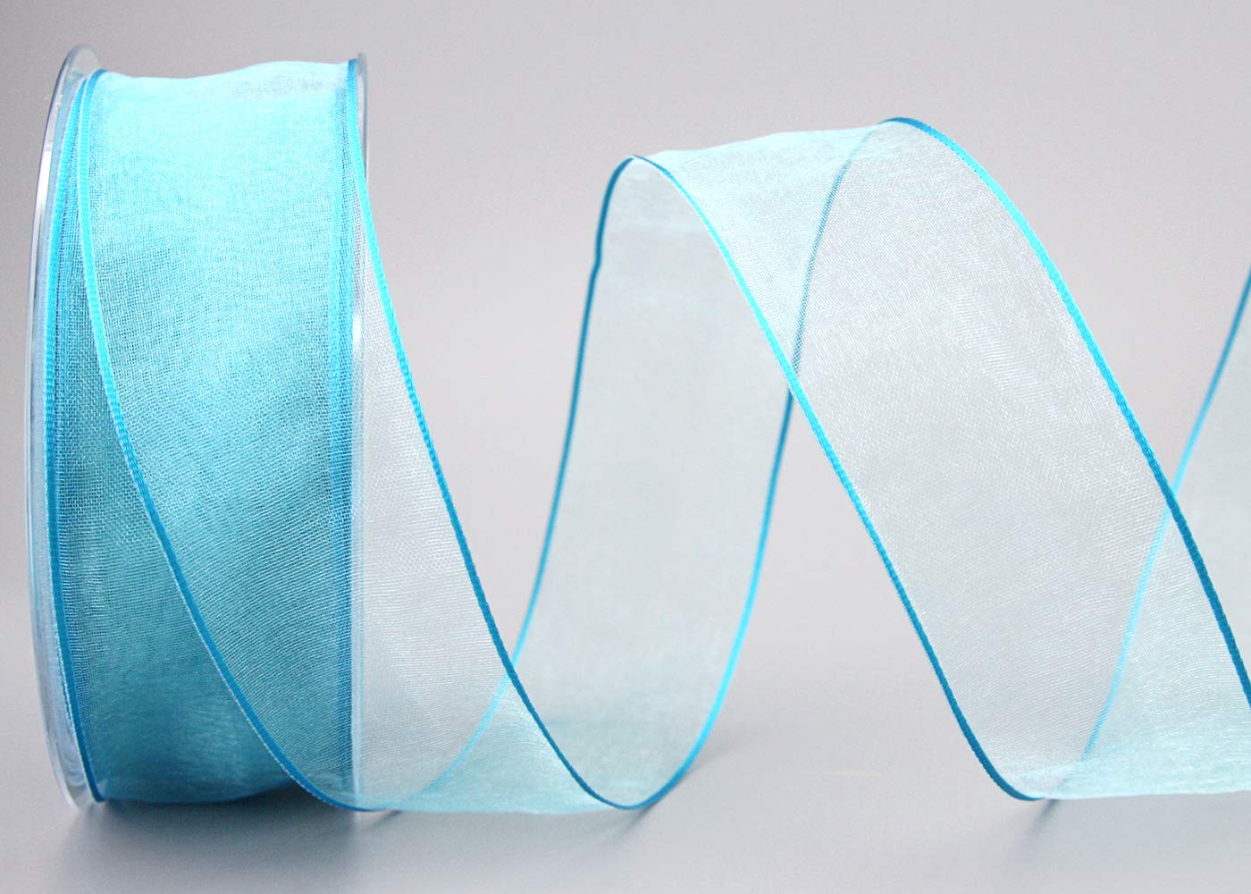 finemark 20 m x 40 mm Decorative Ribbon Chiffon Turquoise Gift Ribbon Transparent Organza with Stable Edges Premium Quality Wedding Birthday Chiffon Ribbon Plain
