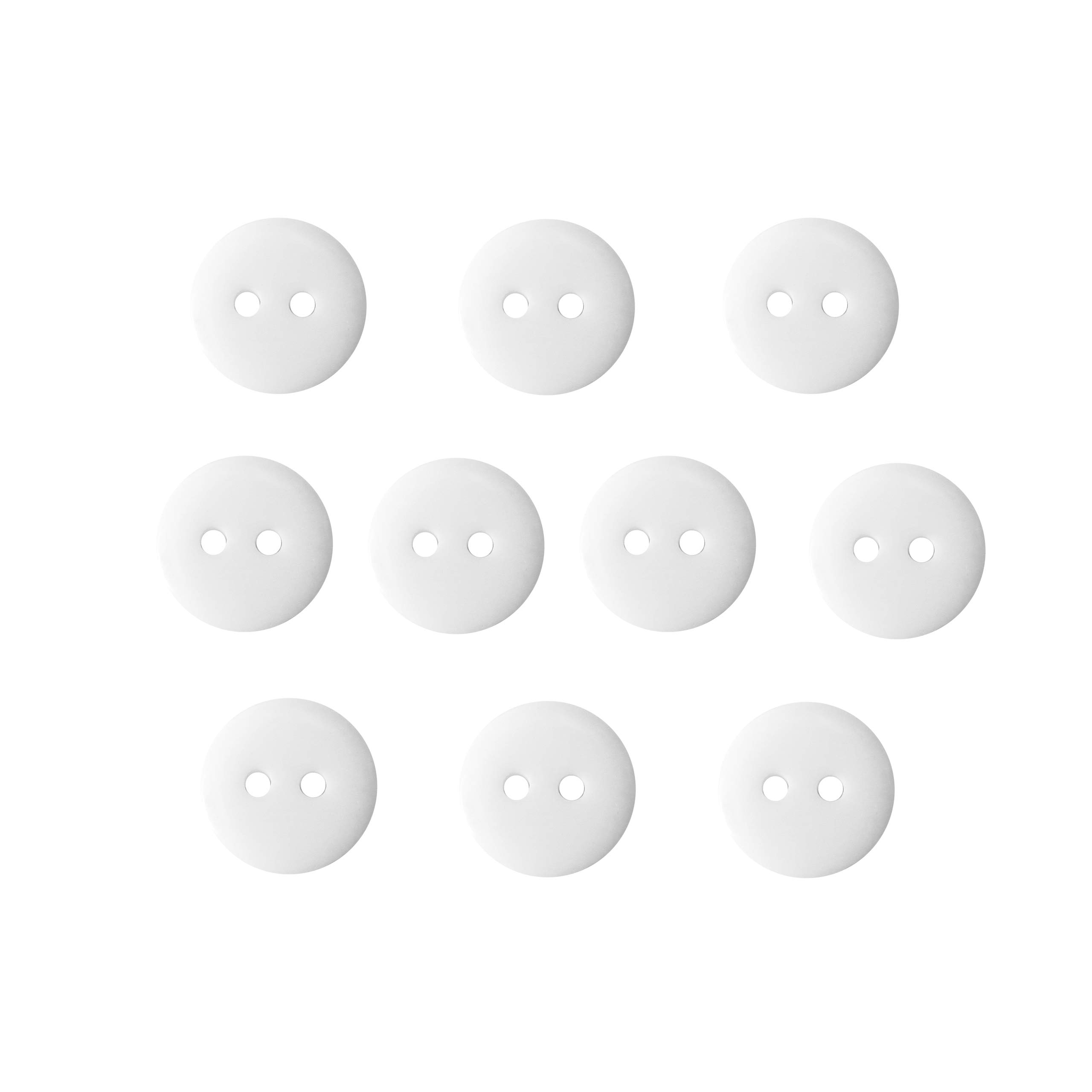 Buttons 1/2 Inch (1/2”) 2 Hole 10 Pieces - White Black Clear Pearl - Sewing Crafts Replacement Button - Perfect for Crafts, Coats, Shirts, Pants, Shorts, Cardigans, Blazers, Skirts (White)