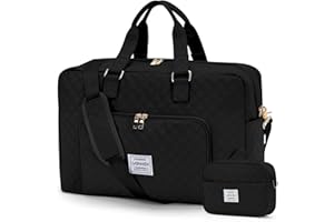 BOXSAM Travel Duffel Bags,Weekender Bags for Women with Laptop Compartment, Overnight Bag with Trolley Sleeve,Sport Gym Tote Bag with Toiletry Bag, Hospital Bag, Black