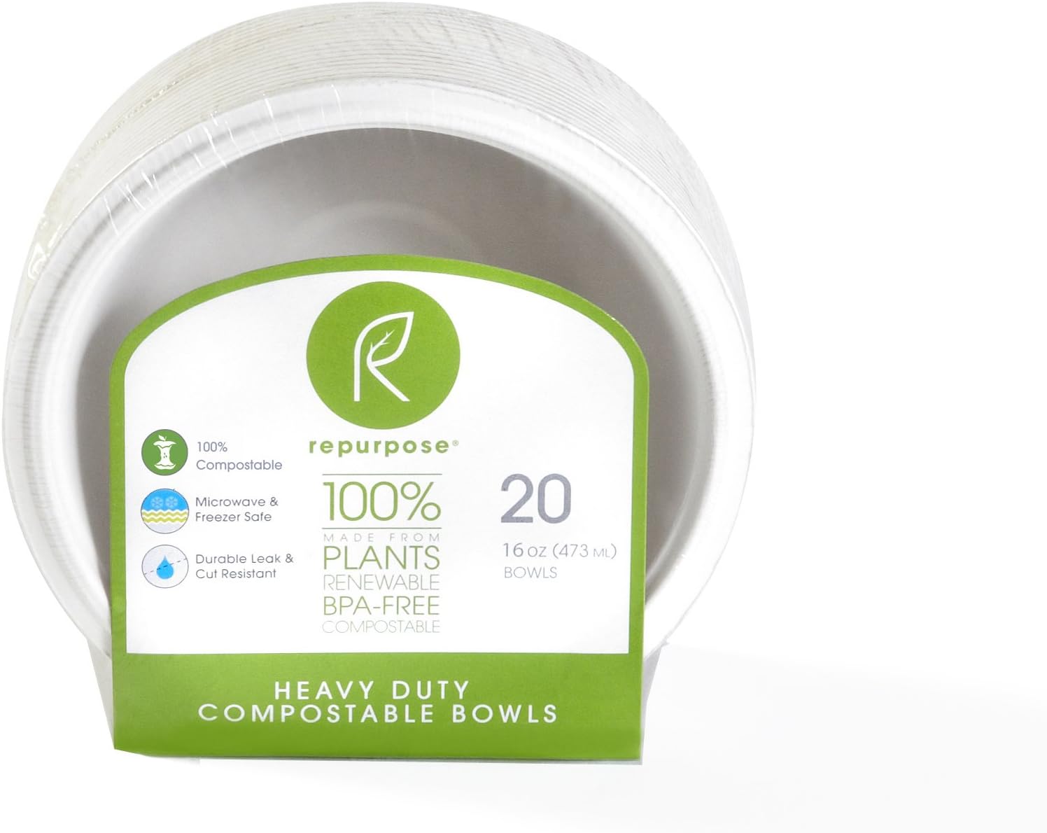 Repurpose 100% Compostable Bowls | Plant Based Bagasse Disposable Soup Bowls| 16 Ounces | 20 Eco Friendly Bowls