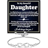 To My Daughter Bracelet, Daughter Infinity Heart Bracelet From Mom, Daughter's Jewelry Gift From Mom Or Dad With Message Card And Box Meaning, Graduation Gift, Birthday Christmas Gifts