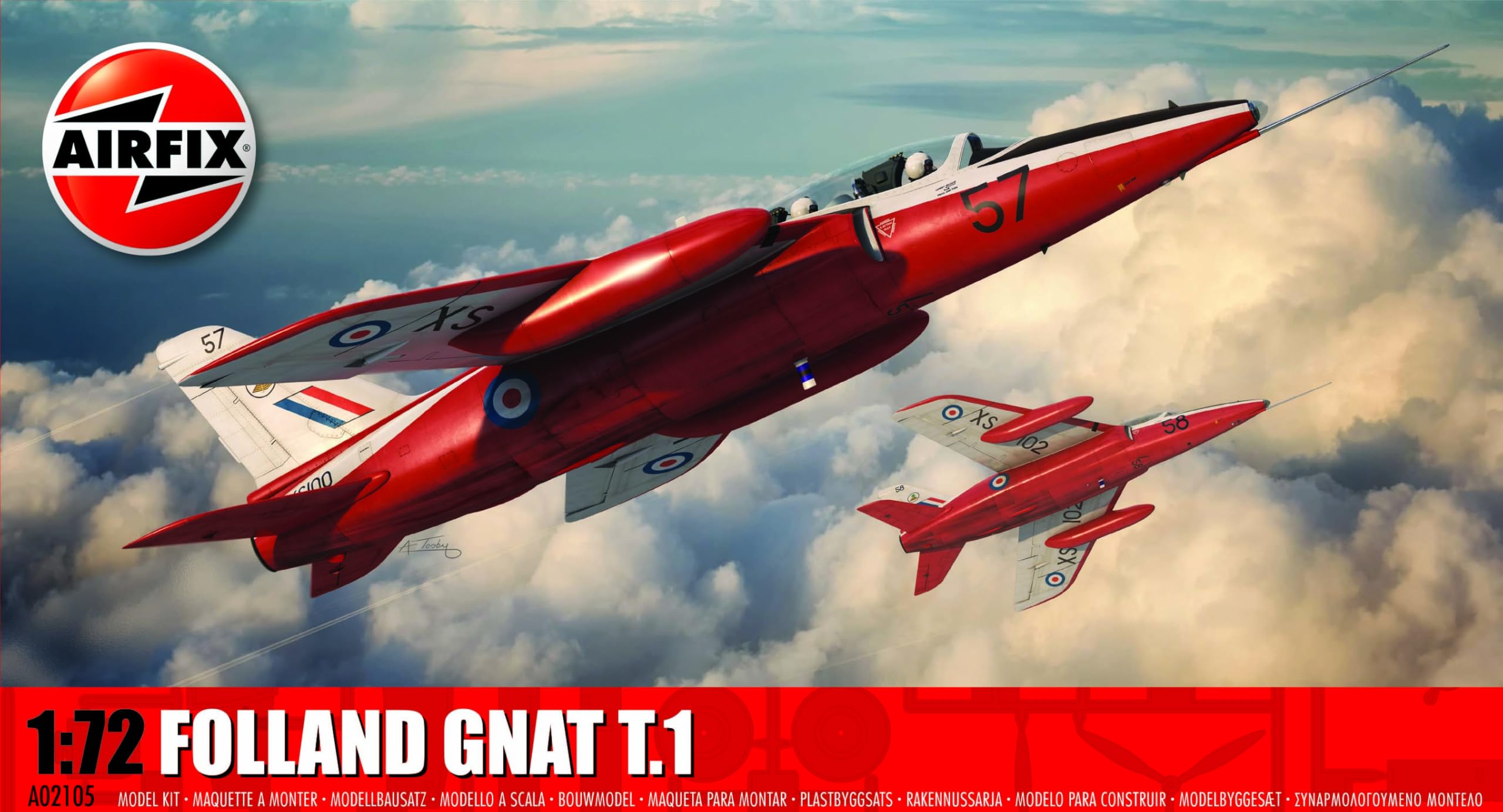 Airfix Model Set - A02105 Folland Gnat T.1 Model Building Kit - Plastic Model Plane Kits for Adults & Children 8+, Set Includes Sprues & Decals - 1:72 Scale Model