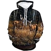 Benksrt Deer Hoodie Novelty Print Animal Hoodies Sweatshirt for Men Women