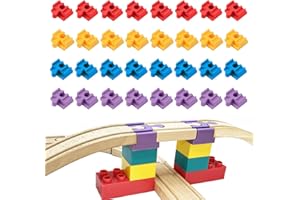 BUNU1492 Wooden Train Track Accessories, 32 pcs Wooden Track Connector, Compatible with All Major Brands Wood Train Track, Christmas Birthday Gift for Boys Girls, Train Toys Expansion Pack for Kids Ages 3+