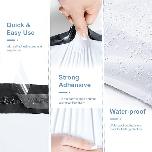 100 Pack 24x24 Poly Mailers – Self Sealing Shipping Envelopes, Waterproof, White, Recyclable